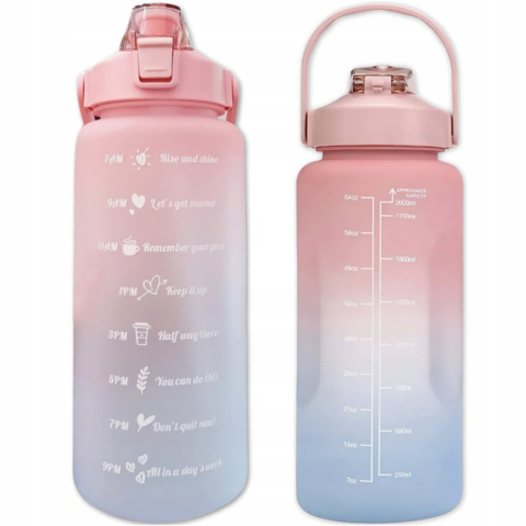BIDON BUTELKA MOTYWACYJNA 2L Z MIARKĄ SZCZELNA BPA-FREE FITNESS SPORT BIDON BUTELKA MOTYWACYJNA 2L Z MIARKĄ SZCZELNA BPA-FREE FITNESS SPORT