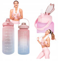 BIDON BUTELKA MOTYWACYJNA 2L Z MIARKĄ SZCZELNA BPA-FREE FITNESS SPORT