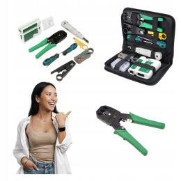 TESTER KABLI LAN RJ45 SIECI ZESTAW NARZĘDZI ZACISKARKA WTYK ETUI STRIPPER