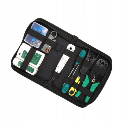 TESTER KABLI LAN RJ45 SIECI ZESTAW NARZĘDZI ZACISKARKA WTYK ETUI STRIPPER TESTER KABLI LAN RJ45 SIECI ZESTAW NARZĘDZI ZACISKARKA WTYK ETUI STRIPPER