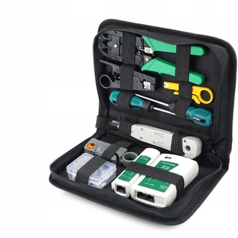 TESTER KABLI LAN RJ45 SIECI ZESTAW NARZĘDZI ZACISKARKA WTYK ETUI STRIPPER TESTER KABLI LAN RJ45 SIECI ZESTAW NARZĘDZI ZACISKARKA WTYK ETUI STRIPPER