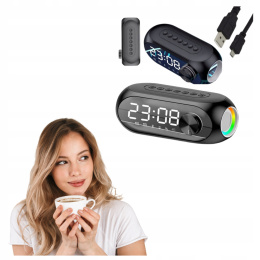 AuraVis GŁOŚNIK BEZPRZEWODOWY PRZENOŚNY LUSTRO BUDZIK RADIO RGB ZEGAR