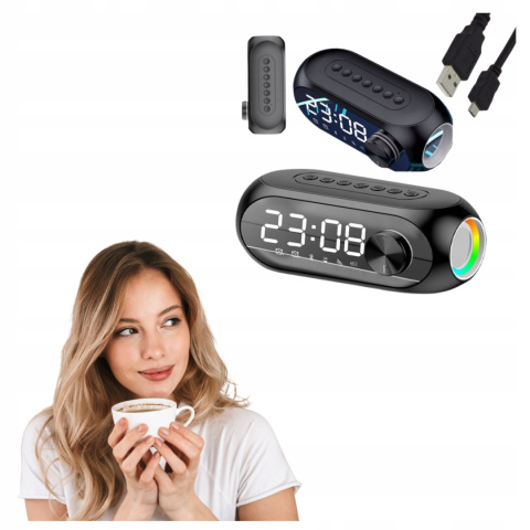AuraVis GŁOŚNIK BEZPRZEWODOWY PRZENOŚNY LUSTRO BUDZIK RADIO RGB ZEGAR AuraVis GŁOŚNIK BEZPRZEWODOWY PRZENOŚNY LUSTRO BUDZIK RADIO RGB ZEGAR