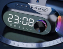 AuraVis GŁOŚNIK BEZPRZEWODOWY PRZENOŚNY LUSTRO BUDZIK RADIO RGB ZEGAR