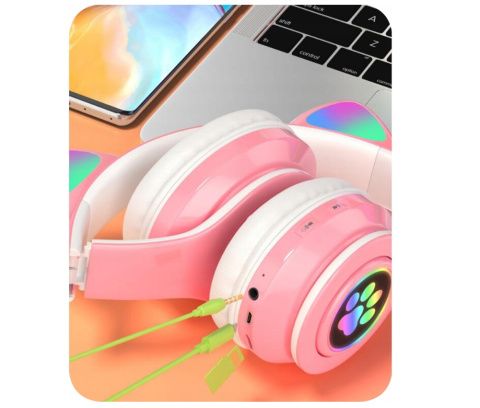 DreamCraft SŁUCHAWKI KOCIE USZY DLA DZIECI RGB PODŚWIETLANE GAMINGOWE DreamCraft SŁUCHAWKI KOCIE USZY DLA DZIECI RGB PODŚWIETLANE GAMINGOWE