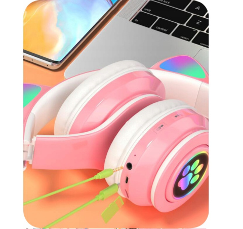 DreamCraft SŁUCHAWKI KOCIE USZY DLA DZIECI RGB PODŚWIETLANE GAMINGOWE DreamCraft SŁUCHAWKI KOCIE USZY DLA DZIECI RGB PODŚWIETLANE GAMINGOWE