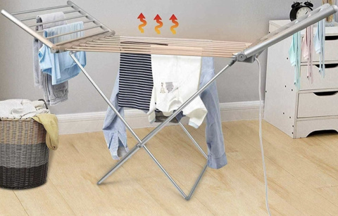 ELEKTRYCZNA SUSZARKA NA PRANIE BASIC STOJĄCA ROZKŁADANA SZYBKOSCHNĄCE 147cm ELEKTRYCZNA SUSZARKA NA PRANIE BASIC STOJĄCA ROZKŁADANA SZYBKOSCHNĄCE 147cm