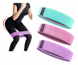 GUMY DO ĆWICZEŃ OPOROWE TAŚMY MATERIAŁOWE FITNESS MOCNE ZESTAW 3 SZTUKI PRO