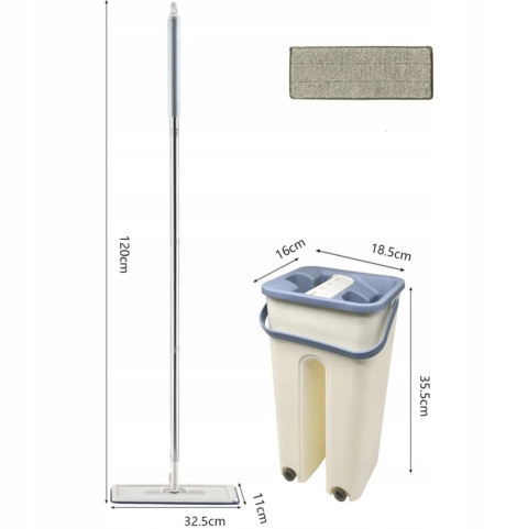 MOP PŁASKI 33CM 3 WKŁADY DWUKOMOROWE WIADRO - Szybkie i Czyste Sprzątanie MOP PŁASKI 33CM 3 WKŁADY DWUKOMOROWE WIADRO - Szybkie i Czyste Sprzątanie