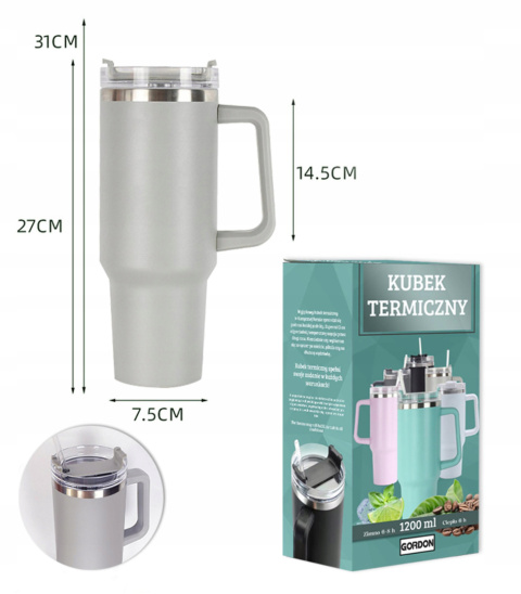 MagiCook KUBEK TERMICZNY 1200 ML ZE SŁOMKĄ STYLE USA Jasna Szarość MagiCook KUBEK TERMICZNY 1200 ML ZE SŁOMKĄ STYLE USA Jasna Szarość