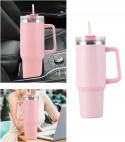 MagiCook KUBEK TERMICZNY 1200 ML ZE SŁOMKĄ STYLE USA Różowy
