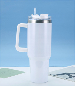 MagiCook KUBEK TERMICZNY BIAŁY 1200 ML ZE SŁOMKĄ STYLE USA Biel