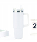 MagiCook KUBEK TERMICZNY BIAŁY 1200 ML ZE SŁOMKĄ STYLE USA Biel