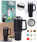 MagiCook KUBEK TERMICZNY Czarny 1200 ML ZE SŁOMKĄ STYLE USA Czerń
