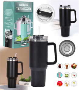 MagiCook KUBEK TERMICZNY Czarny 1200 ML ZE SŁOMKĄ STYLE USA Czerń