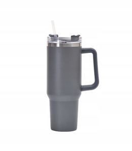 MagiCook KUBEK TERMICZNY SZARY 1200 ML ZE SŁOMKĄ STYLE USA Szarość