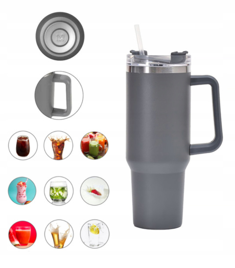 MagiCook KUBEK TERMICZNY SZARY 1200 ML ZE SŁOMKĄ STYLE USA Szarość MagiCook KUBEK TERMICZNY SZARY 1200 ML ZE SŁOMKĄ STYLE USA Szarość