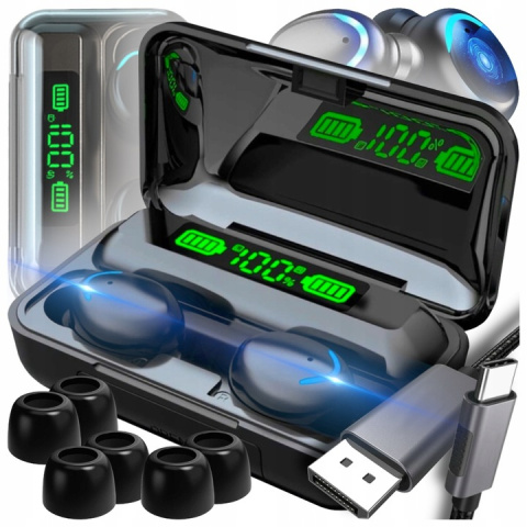SŁUCHAWKI BEZPRZEWODOWE BLUETOOTH POWERBANK SPORTOWE DOUSZNE MIKROFON LCD SŁUCHAWKI BEZPRZEWODOWE BLUETOOTH POWERBANK SPORTOWE DOUSZNE MIKROFON LCD