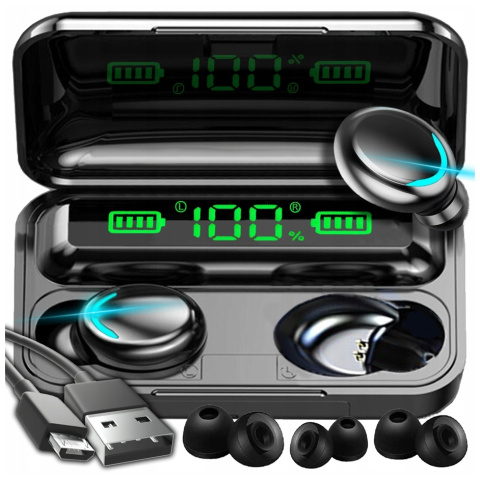 SŁUCHAWKI BEZPRZEWODOWE BLUETOOTH POWERBANK SPORTOWE DOUSZNE MIKROFON LCD SŁUCHAWKI BEZPRZEWODOWE BLUETOOTH POWERBANK SPORTOWE DOUSZNE MIKROFON LCD