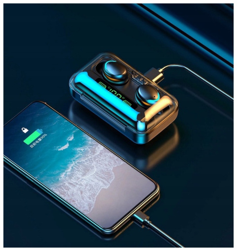 SŁUCHAWKI BEZPRZEWODOWE BLUETOOTH POWERBANK SPORTOWE DOUSZNE MIKROFON LCD SŁUCHAWKI BEZPRZEWODOWE BLUETOOTH POWERBANK SPORTOWE DOUSZNE MIKROFON LCD
