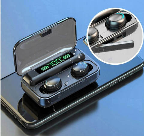 SŁUCHAWKI BEZPRZEWODOWE BLUETOOTH POWERBANK SPORTOWE DOUSZNE MIKROFON LCD SŁUCHAWKI BEZPRZEWODOWE BLUETOOTH POWERBANK SPORTOWE DOUSZNE MIKROFON LCD