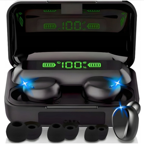 SŁUCHAWKI BEZPRZEWODOWE BLUETOOTH POWERBANK SPORTOWE DOUSZNE MIKROFON LCD SŁUCHAWKI BEZPRZEWODOWE BLUETOOTH POWERBANK SPORTOWE DOUSZNE MIKROFON LCD