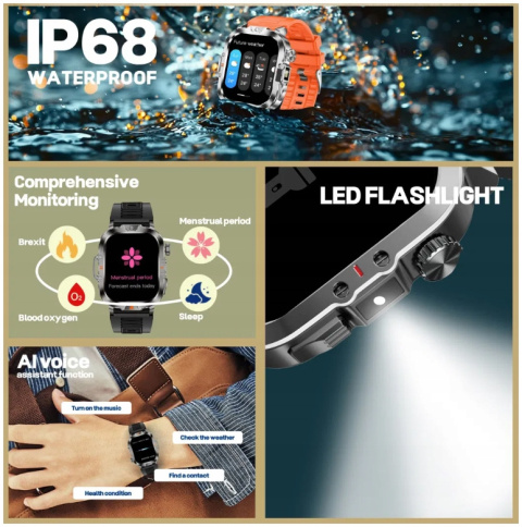 SmartWatch ZEGAREK SPORTOWY WODOODPORNY IP68 Z LATARKĄ SOLIDNY V17 MENU PL SmartWatch ZEGAREK SPORTOWY WODOODPORNY IP68 Z LATARKĄ SOLIDNY V17 MENU PL