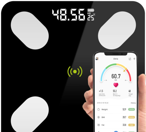 WAGA ŁAZIENKOWA ANALITYCZNA SMART 25W1 APK LCD 180 KG - ŚLEDŹ SWOJE POSTĘPY WAGA ŁAZIENKOWA ANALITYCZNA SMART 25W1 APK LCD 180 KG - ŚLEDŹ SWOJE POSTĘPY