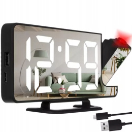 ZEGAR ELEKTRONICZNY CYFROWY LED BUDZIK Z PROJEKTOREM 4W1 PROJEKTOR STYLOWY